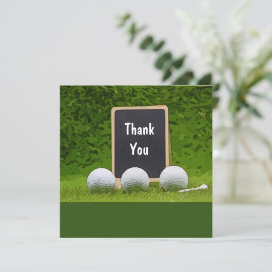 Golf Briefkaart met dank woord op zwart bord (Staand voorkant)