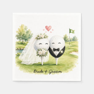 Golf bruid bruidegom golfbal tee met liefde servet