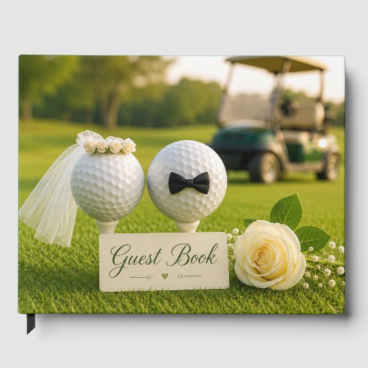 Golf bruid en bruidegom op golfbaan gastenboek (Voorkant)