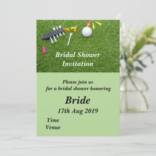 Golf Bruids Douche Uitnodiging met golfbal (Staand voorkant)