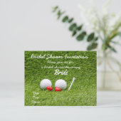 Golf bruids douche uitnodiging met twee golfballen (Staand voorkant)