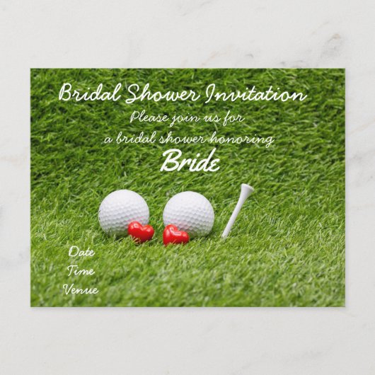 Golf bruids douche uitnodiging met twee golfballen briefkaart (Voorkant)