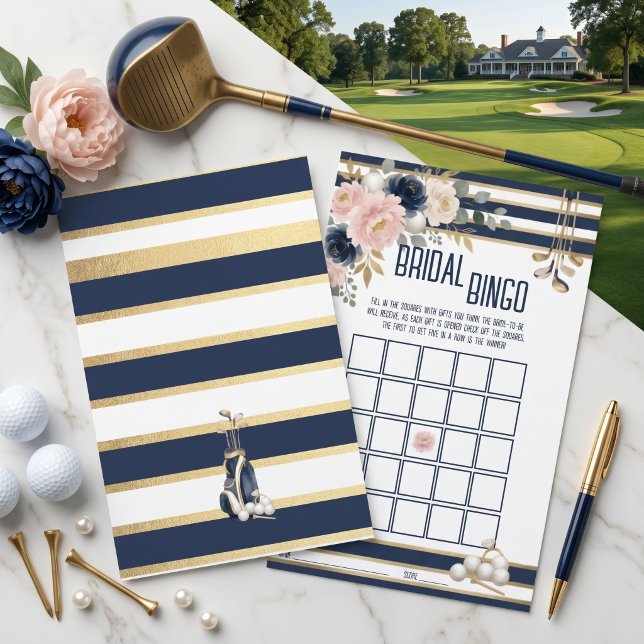 Golf Bruidsbingo Bachelorette Spel Navy Goud (Creator heeft geüpload)