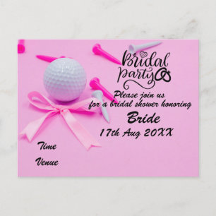 Golf Bruidsfeest Uitnodiging golfbal op roze kaart