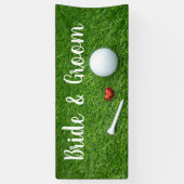 Golf bruiloft banner golfbal en liefde voor groen (Verticaal)