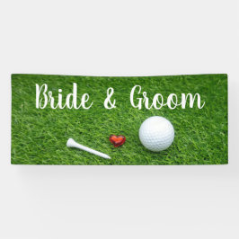 Golf bruiloft banner golfbal en liefde voor groen
