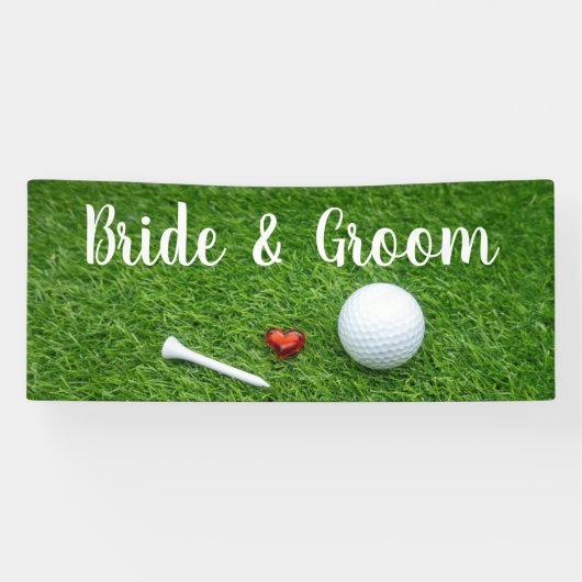 Golf bruiloft banner golfbal en liefde voor groen (Horizontaal)