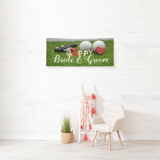 Golf bruiloft banner golfbal en liefde voor groen (Insitu)