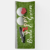 Golf bruiloft banner golfbal en liefde voor groen (Verticaal)