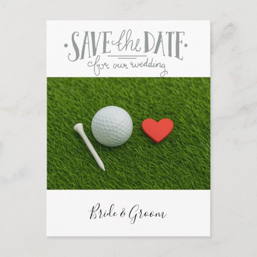 Golf bruiloft Bewaar de datum Briefkaart (Voorkant)