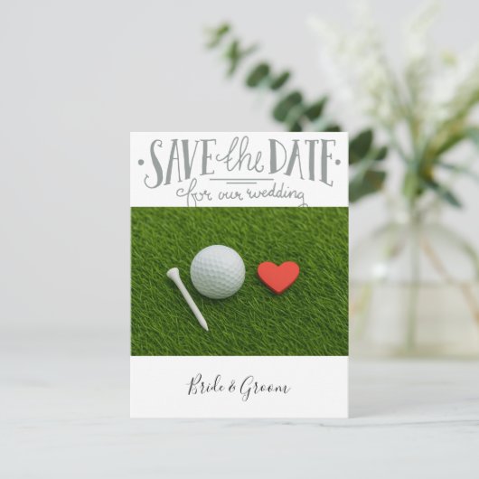 Golf bruiloft Bewaar de datum Briefkaart (Staand voorkant)