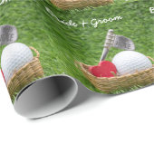 Golf bruiloft bruidegom golfbal op groen gras cadeaupapier (Rol Hoek)
