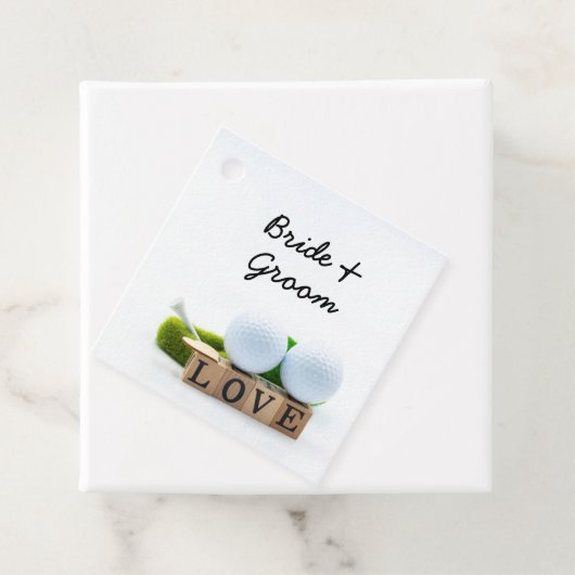 Golf bruiloft bruidegom golfbal t-shirt met liefde bedankjes labels (In situ)