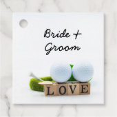 Golf bruiloft bruidegom golfbal t-shirt met liefde bedankjes labels (Voorkant)