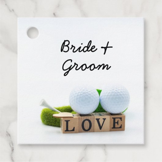 Golf bruiloft bruidegom golfbal t-shirt met liefde bedankjes labels (Voorkant)