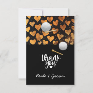 Golf bruiloft bruidegom naam met golfbal bedankkaart