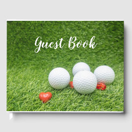Golf bruiloft gast boek met ballen en harten