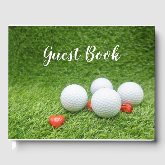 Golf bruiloft gastenboek met ballen en harten (Voorkant)