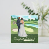 Golf bruiloft Gefeliciteerd met bruid en bruidegom (Staand voorkant)