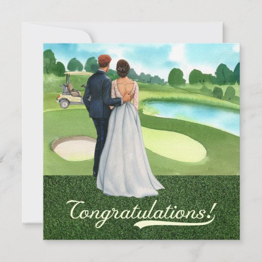 Golf bruiloft Gefeliciteerd met bruid en bruidegom (Voorkant)