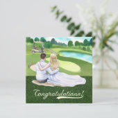 Golf bruiloft Gefeliciteerd met bruid en bruidegom (Staand voorkant)