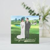 Golf bruiloft Gefeliciteerd met bruid en bruidegom (Staand voorkant)