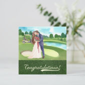 Golf bruiloft Gefeliciteerd met bruid en bruidegom (Staand voorkant)