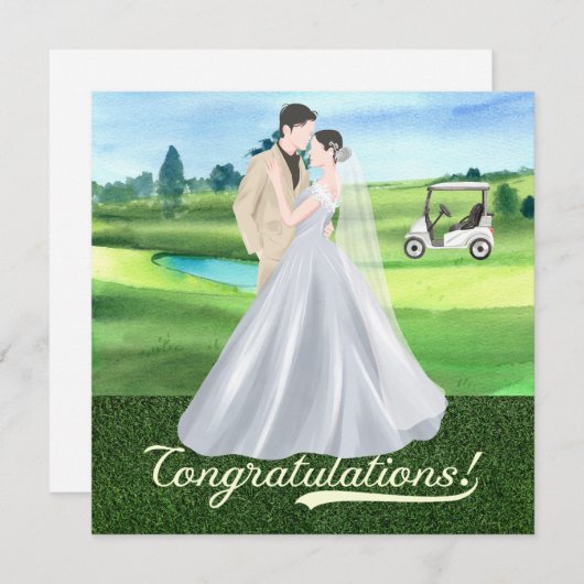 Golf bruiloft Gefeliciteerd met bruid en bruidegom (Voorkant / Achterkant)