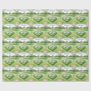 Golf bruiloft golfbal bruid en bruidegom op green cadeaupapier