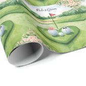 Golf bruiloft golfbal bruid en bruidegom op green cadeaupapier (Rol Hoek)