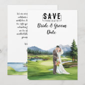 Golf Bruiloft met bruid en bruidegom bij clubhuis Kaart (Voorkant / Achterkant)