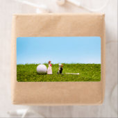 Golf bruiloft met bruid- en bruinadres etiket (Insitu)