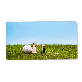 Golf bruiloft met bruid- en bruinadres etiket