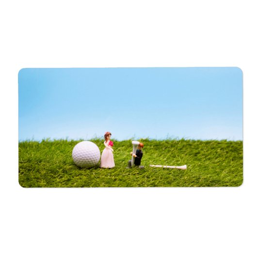 Golf bruiloft met bruid- en bruinadres etiket (Voorkant)