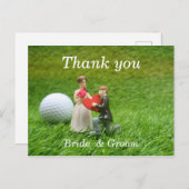 Golf bruiloft met bruid- en bruingolfer uit liefde briefkaart (Voorkant / Achterkant)