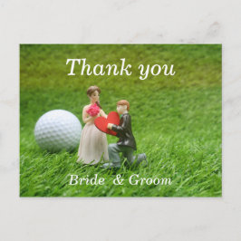 Golf bruiloft met bruid- en bruingolfer uit liefde briefkaart
