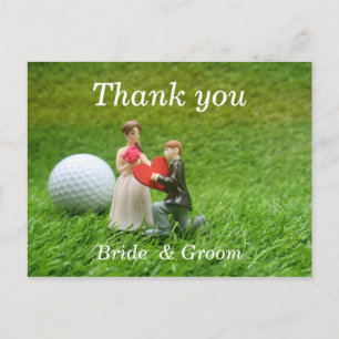 Golf bruiloft met bruid- en bruingolfer uit liefde briefkaart