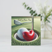 Golf BRUILOFT met golfbal op putting green Kaart (Staand voorkant)