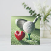 Golf BRUILOFT met golfbal op putting green Kaart (Staand voorkant)