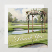 Golf bruiloft met tekst op de golfbaan bedankkaart (Voorkant / Achterkant)