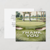 Golf bruiloft met tekst op de golfbaan bedankkaart (Voorkant / Achterkant)