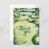 Golf bruiloft met tekst op de golfbaan bedankkaart (Voorkant / Achterkant)