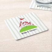 Golf bruiloft met veel liefde op golflengte kartonnen onderzetters (Schuin)