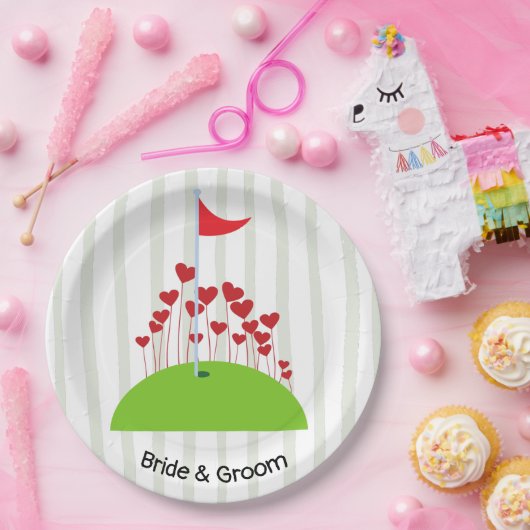 Golf bruiloft met veel liefde op golflengte papieren bordje (Feest)
