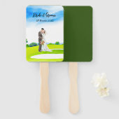 Golf bruiloft op golfbaan bruid en Groom gift Handwaaier (Voorkant en achterkant)