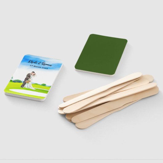 Golf bruiloft op golfbaan bruid en Groom gift Handwaaier (Niet-gemonteerd)