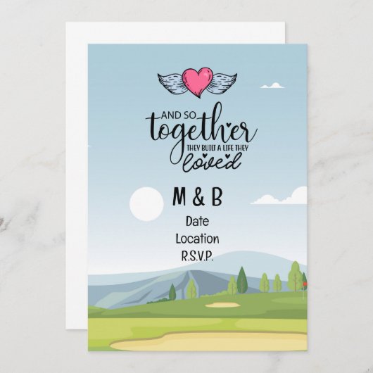 Golf bruiloft opslaan van de datum uitnodiging op (Voorkant / Achterkant)