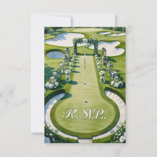 GOLF bruiloft R.S.V.P. antwoord aquarel stijl (Voorkant)
