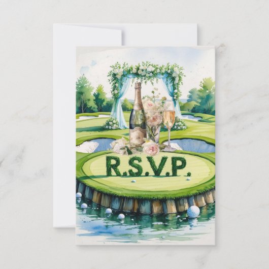 GOLF bruiloft R.S.V.P. antwoord aquarel stijl (Voorkant)
