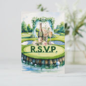 GOLF bruiloft R.S.V.P. antwoord aquarel stijl (Staand voorkant)